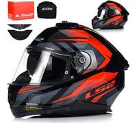 LS2 FF808 Stream II Dual Visor Full Face Motorcycle Helmet. FURY BLACK RED (XXL)