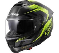 LS2 FF808 Stream II Dual Visor Full Face Motorcycle Helmet. FURY BLACK H-V YELLOW (3XL)