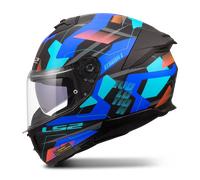 LS2 Helmets Full-Face Helmet FF808 Stream II Mika – ECE2206, Dual Sun Visor, Matte Black-Blue Size S