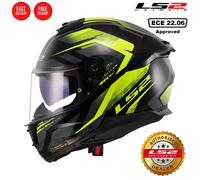 LS2 FF808 Stream II Motorcycle Full Face Helmet with Sun Visor - Fury Flo Yellow
