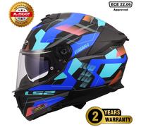 LS2 FF808 Stream II Motorcycle Full Face Helmet With Sun Visor Mika black Blue