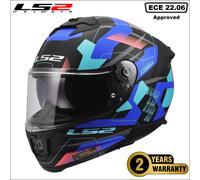 LS2 FF808 Stream II Motorcycle Full Face With Sun Visor Helmet Mika black Blue