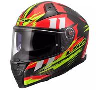 LS2 Full Face Motorcycle Helmet. FF811 Vector II Carbon. ECE 22.06. Tantic Gloss Red Red H-V Yellow. XXL
