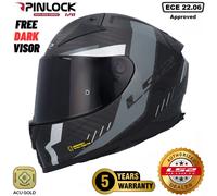 LS2 FF811 VECTOR II CARBON FIBRE FULLFACE MOTORBIKE HELMET GRID MATT BLACK GREY
