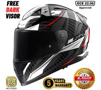 LS2 FF811 VECTOR II CARBON FULL FACE MOTORCYCLE ECE.2206 HELMET SAVAGE WHITE RED