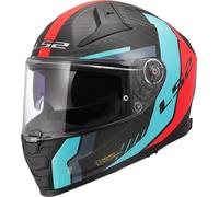 LS2 FF811 Vector II Carbon Grid Helmet, red matt/turquoise, size XL (61/62)