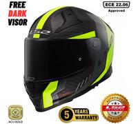 LS2 FF811 VECTOR II CARBON GRID MATT BLACK YELLOW FULL FACE BIKE CRASH HELMET