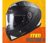 LS2 FF811 VECTOR-II FULL FACE DUAL VISOR MOTORCYCLE CRASH HELMET SPLITTER BLACK