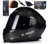 LS2 FF811 Vector II Plain Carbon Full Face Motorcycle Helmet Free Dark Visor