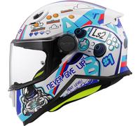 LS2 FF812 Kids Childrens Full Face Motorcycle Motorbike Helmet ECE 2206 Approved. NEXT LEVEL Gloss White Multi. Large (51-52 cm)