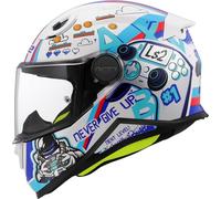 LS2 FF812 Kids Childrens Full Face Motorcycle Motorbike Helmet ECE 2206 Approved. NEXT LEVEL Gloss White Multi. Medium (49-50 cm)