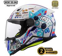 LS2 FF812 Kids Childrens Full Face Motorcycle Motorbike Helmet ECE 2206 Approved. NEXT LEVEL Gloss White Multi. Large (51-52 cm)