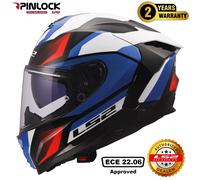 LS2 Challenger II Motorbike Motorcycle Touring Helmet - Viper White / Blue / Red