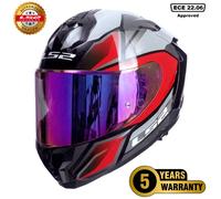 LS2 FF817 CHALLENGER II FULL FACE MOTORCYCLE DVS HELMET VIPER RED RAINBOW VISOR