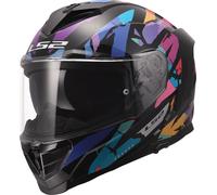 LS2 FF818 Storm Kaos Full Face Motorcycle Helmet, Dual Visor, Black Purple Blue (XXS)