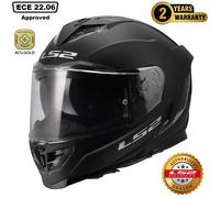 LS2 FF818 Storm III Plain Full Face Motorcycle Crash Helmet Black White Grey