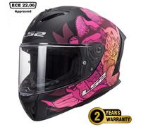LS2 FF820 POPPIES PINK RAPID III FULL FACE MOTORCYCLE CRASH HELMET COLOR VISOR