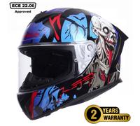 LS2 FF820 Rapid 3 Full Face Motorcycle Crash Helmet - Zombie - Black Red Blue - XXL (63 - 64cm)