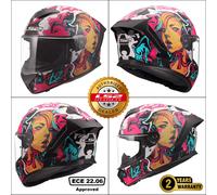 LS2 FF820 Rapid III (FF353) Ece2206 Full Face Motorbike Helmet Aqua Pink Cyberg