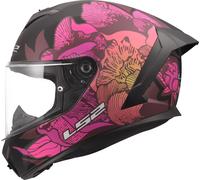 LS2 FF820 Rapid 3 Full Face Motorcycle Crash Helmet - Poppies - Black Pink - M (57 - 58cm)