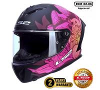 LS2 FF820 Rapid 3 Full Face Motorcycle Crash Helmet - Poppies - Black Pink - M (57 - 58cm)