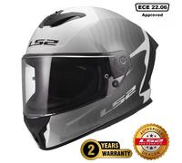 LS2 FF820 RAPID III FULL FACE MOTORCYCLE CRASH HELMET FLOW WHITE GREY ECE22.06