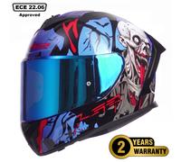 LS2 FF820 RAPID III FULL FACE MOTORCYCLE CRASH HELMET ZOMBIE RED TINTED VISOR