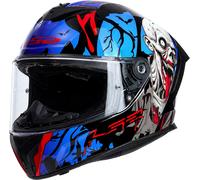 LS2, RAPID III Zombie II Integral Motorcycle Helmet Black Red Blue