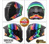 LS2, Integral Motorcycle Helmet RAPID III Flow Black Multi