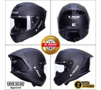 LS2 FF820 RAPID III MATT BLACK FULL FACE LIGHTWEIGHT MOTORCYCLE ECE CRASH HELMET