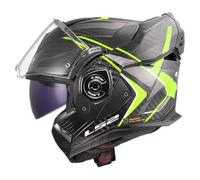 LS2 FF901 Advant X Carbon Black Modular 180° Flip Front Dual Visor Full Face Motorbike Helmet Sport. ECE 22.06 Certified. Pinlock and Backpack Carry Bag - FUTURE II - BLACK HIGH VIZ YELLOW - M