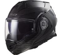 LS2 FF901 Advant X Carbon Black Modular 180° Flip Front Dual Visor Full Face Motorbike Helmet Sport. ECE 22.06 Certified. Complete With Pinlock and Luxury Camo Backpack Style Carry Bag - XL (61-62cm)