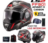 LS2 FF901 ADVANT X Carbon Flip Front DVS Modular Motorcycle Helmet FUTURE II Red