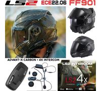 LS2 FF901 Advant X Solid Carbon - LS2 Intercom 4X Bundle, carbon, size XL