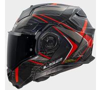LS2 FF901 Advant X Carbon Black Modular 180° Flip Front Dual Visor Full Face Motorbike Helmet Sport. ECE 22.06 Certified. Complete With Pinlock and Luxury Camo Backpack Style Carry Bag - XL (61-62cm)
