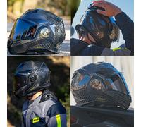 LS2 FF901 Advant X Carbon Black Modular 180° Flip Front Dual Visor Full Face Motorbike Helmet Sport. ECE 22.06 Certified. Complete With Pinlock and Luxury Camo Backpack Style Carry Bag - 3XL (65-66cm)