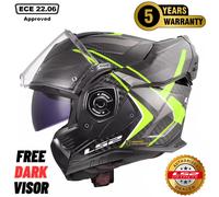 LS2 FF901 ADVANT X CARBON MODULAR FLIP FRONT MOTORCYCLE HELMET FUTURE II YELLOW
