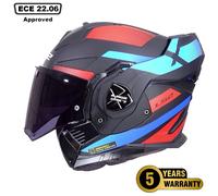 LS2 FF901 Advant X Modular Motorcycle Helmet. 180° Flip Front Dual Visor Full Face Motorbike Helmet. ECE 22.06 Certified - NOVA - Matt Black Red Blue - M
