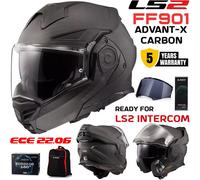 LS2 FF901 ADVANT X MATT CARBON FIBRE MODULAR FLIP FRONT CRASH MOTORCYCLE HELMET