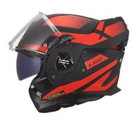 LS2 FF901 Advant X Modular Motorcycle Helmet. 180° Flip Front Dual Visor Full Face Motorbike Helmet. ECE 22.06 Certified - NOVA - Matt Black Red - XS