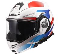 LS2 FF901 Advant X Modular Motorcycle Helmet. 180° Flip Front Dual Visor Full Face Motorbike Helmet. ECE 22.06 Certified - NOVA - Gloss White Blue Red - 3XL
