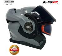 LS2 FF901 ADVANT X PLAIN FLIP OVER MOTORCYCLE HELMET FLIP FRONT BLACK WHITE GREY