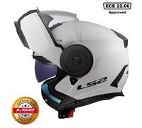 LS2 FF902 Scope 2 Flip-Up Motorcycle Motorbike Helmet Solid Gloss White