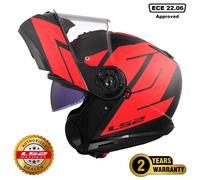 LS2 FF908 STROBE II CODE MATT BLACK RED FLIP UP MODULAR MOTORCYCLE CRASH HELMET