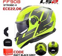 LS2 FF908 Strobe II Code Helmet, grey-yellow, size XS for Men
