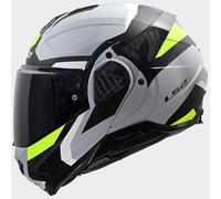 LS2 Advant II FF910. Motorcycle Helmet. Modular Flip Front. KPA + Carbon Components. Pinlock and Carry Backpack Included. TRIPLE Matt Light Grey H-Viz Yellow. XL