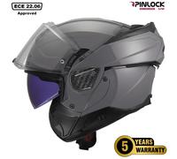 LS2 Advant II FF910. Motorcycle Helmet. Modular Flip Front. KPA + Carbon Components. Pinlock and Carry Backpack Included. Gloss Nardo Grey. XL
