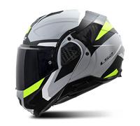LS2 Advant II FF910. Motorcycle Helmet. Modular Flip Front. KPA + Carbon Components. Pinlock and Carry Backpack Included. TRIPLE Matt Light Grey H-Viz Yellow. L