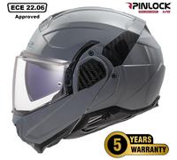 LS2 Advant II FF910. Motorcycle Helmet. Modular Flip Front. KPA + Carbon Components. Pinlock and Carry Backpack Included. Gloss Nardo Grey. XXL