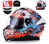 LS2 FULL FACE DUAL VISOR FF808 STREAM II INFERNO ACU ECE22.06 MOTORCYCLE HELMET
